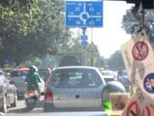 Through the windscreen, from the back seat, out of focus, but you get the idea.