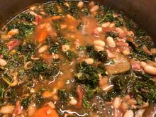 
Extra kale and Parmesan to offset lack of French bread in this soup.

