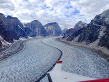 On the way back to the Talkeetna airport, we flew through some mountains and over this glacier.