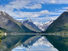 View from Fjaerland Fjordstove Hotel