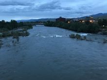 Can you see
The surfer on the wave? When we lived here, my husband liked to surf the wave.  A little
Ice cream and watching the surfers makes for a nice evening. It’s hard to beat Missoula in the summer.  We’ll be back at the end of June to run a half marathon.  The trip is so much more fun after the run.
