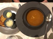 Soups de poissione with the traditional accompaniments 