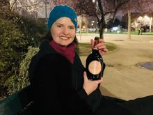 A bottle of champagne for the Eiffel Tower.