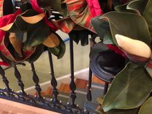 
Magnolia garlands on stair railing