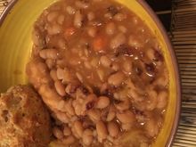 Yellow eye bean stew and Parmesan drop biscuits. 