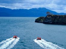 Dueling zodiacs heading to Tucker's Islets