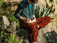 This artist was content to just do her thing with her baby's carriage beside her. She skipped the tour, something that we'd been told was not possible. Two other sizable bus groups arrived just after we did and their members followed our group. Mortella has a great view down to Forio and this above woman was sketching it.