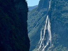 The 7 sisters waterfall from the kayak 