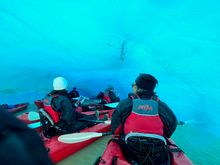 First time explorers into this iceberg cave!