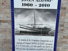Monument to 39 Barbate fishermen who disappeared in a maritime disaster in 1960; the names are listed on the back; many bear the same family names