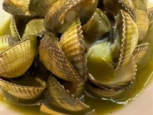 Berberechos in salsa encurtido...at LUME..smashingly great.
Media ración:  11.75 euro....  Next time I ought to get two full orders; just think of all that sauce I can drink after the clams have been devoured.   What a great restaurant!