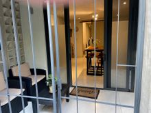 There is a little outdoor courtyard for morning coffee.