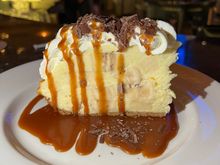 Emeril Lagasse's bananna cream pie. It was pretty dark at the bar counter but I was able to get a little assistance from my brother in law. It cost me several bites of pie.