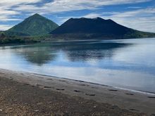 Double volcanos, both of which erupted at the same time in 1994