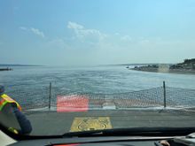Last time we were almost the last car on the ferry.  This time we were the first, and this is our view as the ferry takes off.