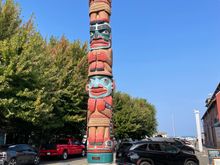Totem pole outside the Northwest Maritime Welcome Center