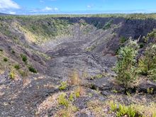The Chain of Craters Road is an extremely popular road. It passes by several craters created by volcanic eruptions. The road ends at the ocean. This is one of the craters.