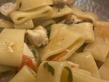 Paccheri with swordfish and sweet cherry tomatoes...pasta special of the night