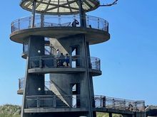 I climbed the tower where I can see the Grays Harbor and...
