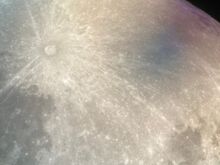 Details of moon via the Schulman telescope (you can see the craters, esp at the top) 