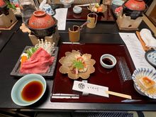 First of many courses - individual shabu shabu pot to cook our beef