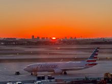 3 AM Uber ride on time. 5 AM flight to DWF on time with arrival at sunrise! 10:30 AM flight to GCI is at the gate so it appears we will be walking in white sand this afternoon!!!!