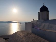 Sun Beginning to Set at Church of Panagia Theoskepasti