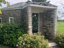The tavern at Les Maisons de Bouteilles (Bottle Houses)