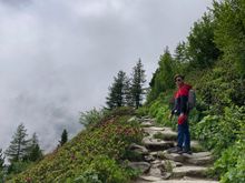 Start of Grand Balcon hike, climbing switchbacks up Signal Forbes