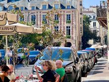 Sidewalk cafe on Place du Vosges.