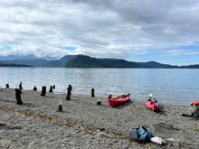 Arrived the beach for Saddle Trail, and we see sunshine!
