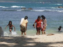 Bathing at the local beach