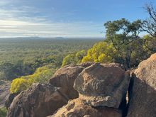 View from the bluff behind the resort. The hills in the distance are volcanic cinder cones.