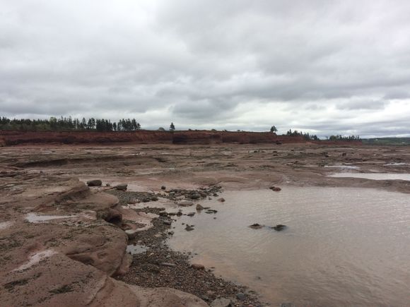Most of the footing is more stone-like than sand-like.   Sand wouldn't stay long in one place given the force of the tides there.
