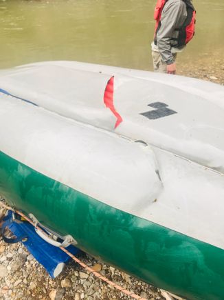 Too many rocks and ripped a hole in one of the rafts.