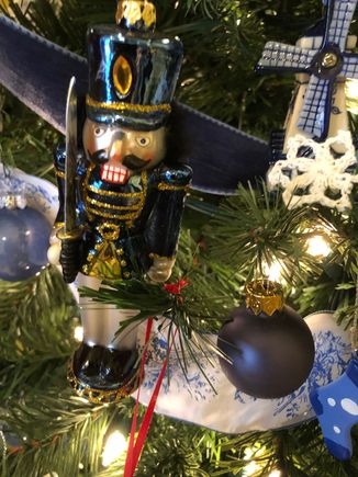 
Nutcracker ornament in blue and white 