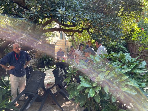 As it turns out the garden belongs to...Roberto!  Here he is talking in his garden. He also has some apartments to rent around the garden.  You can find him in the Rick Steves book.