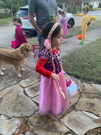 Rapunzel wasn’t on board yet to having a handmade costume.  Maybe next year. 