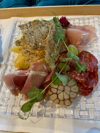 Quick snack in the room. Isn’t this a beautiful charcuterie plate???!!!
