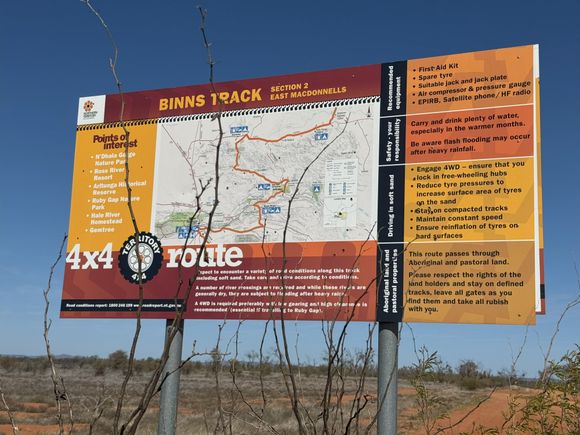 Starting on the historic Binns Track, a backroad to Alice Springs