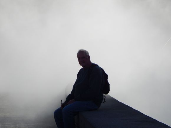 DH in the mist at the Guggenheim in Bilbao. Kind of cool how they spray it.