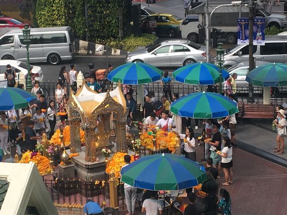 Erawan shrine as seen from the tea room