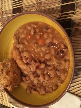Yellow eye bean stew and Parmesan drop biscuits. 
