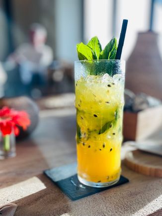 Non-alcoholic passion fruit mojito at Sensi