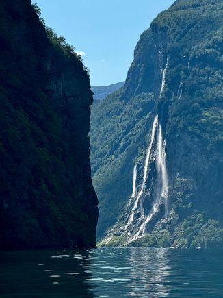 The 7 sisters waterfall from the kayak 