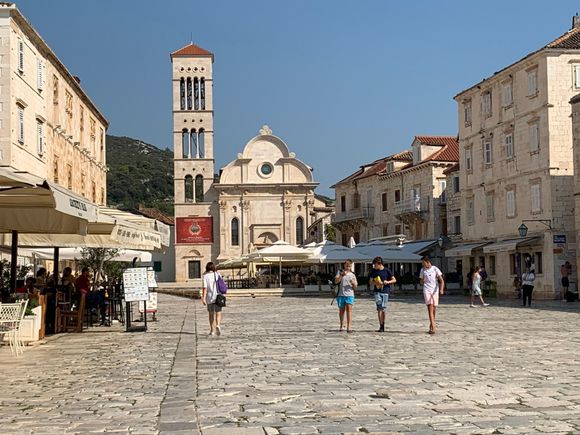 Main square of Hvar Town.  Hvar island.