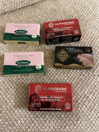 Growing haul of conservas on my bed....they seem to multiply quickly