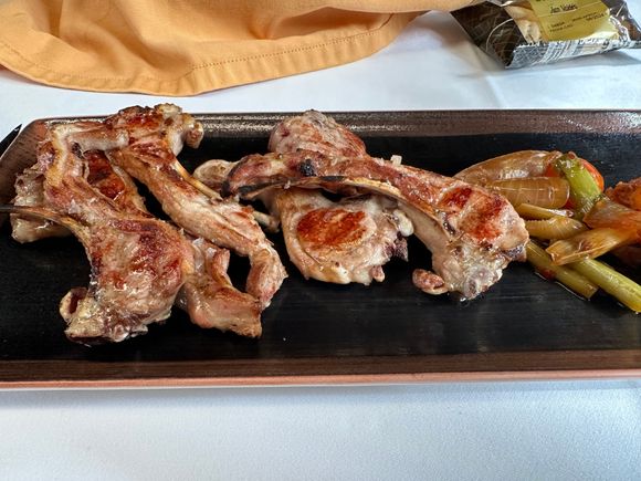 Final dish at LA CASTILLERIA:  Baby milk-fed lamb chops....divine!