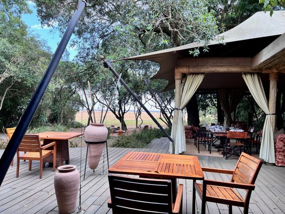 Outdoor dining patio.