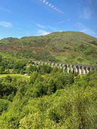 The Glenfinnan viaduct as photographed from the train. I  should have driven to it instead, timing it to see the steam train.


